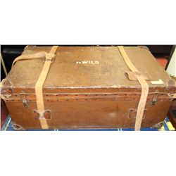 VINTAGE STEAMER TRUNK FROM ENGLAND WITH STRAPS
