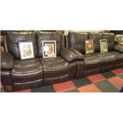 NEW ROCKFORD BROWN LEATHERETTE RECLINING SOFA