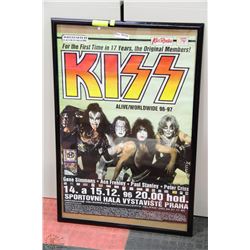 1996 KISS TOUR POSTER OF EUROPE FRAMED 25"W X 38"H