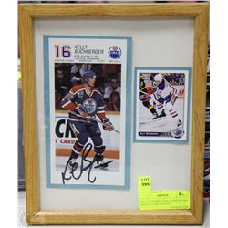 KELLY BUCHBERGER TRADING AND HOCKEY CARD SIGNED