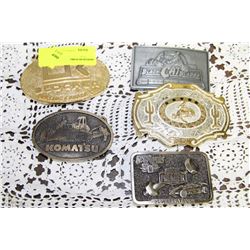 COLLECTION OF 5 ESTATE BELT BUCKLES; BLACK CAT,