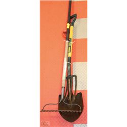 3 GARDEN TOOLS INCLUDING EDGER,RAKE AND SHOVEL
