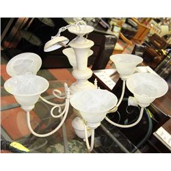 METAL AND GLASS BIEGE 6 LIGHT FIXTURE