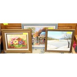 3 OIL ON CANVAS PAINTINGS BY D.FRASER