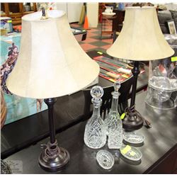 SET OF TWO DARK BROWN METAL TABLE LAMPS