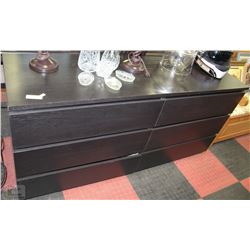 BLACK 6-DRAWER DRESSER W/EASY-ROLL
