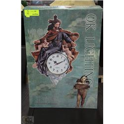 JESUS WITH CHERUBS QUARTZ WALL CLOCK 12"W X 18"H