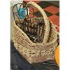 Image 1 : LARGE WOVEN BASKET WITH METAL HANGING BASKET