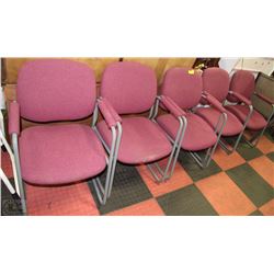 FIVE LIGHT RED METAL & FABRIC LOBBY CHAIRS