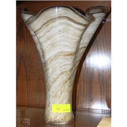 LARGE FLUTED ART GLASS VASE