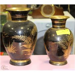 PAIR OF BRASS VASES