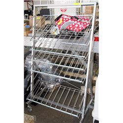 LARGE ALUMINUM DISPLAY RACK WITH LOCKING CASTORS