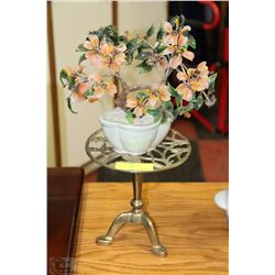 ART GLASS TREE WITH BRASS STAND