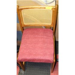OAK SIDE CHAIR WITH RED CUSHION