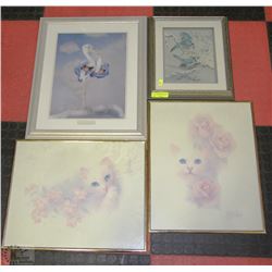 LOT OF FOUR PRINTS INCLUDING BLUE JAY, ANNE GEDDES