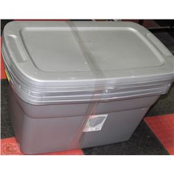 LOT OF FOUR 30 GALLON (114L) STERILITE TOTE WITH
