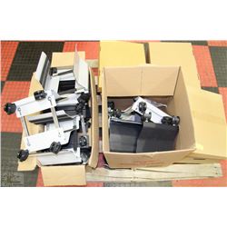 PALLET WITH NEW COMPUTER TOWER CONSOLES ON WHEELS