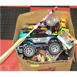 LARGE BOX W/ LARGE TRUCKS, CARS,