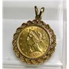 1901 $ 5 Gold Liberty in 14k YG Bezel