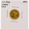 Image 1 : 1854 $2 1/2 Liberty Head Quarter Eagle Gold Coin
