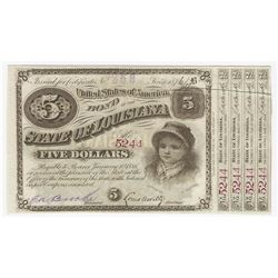 1876/7 $5 State of Louisiana Baby Bonds