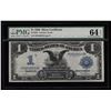 Image 1 : 1899 $1 Black Eagle Silver Certificate Note PMG Graded CU64EPQ