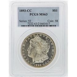 1893-CC $1 Morgan Silver Dollar Coin PCGS Graded MS63