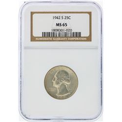 1942-S Washington Quarter NGC Graded MS65