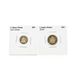 1841 Liberty Seated Half Dime and 1841 Liberty Seated Dime Coin Set