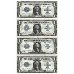 1923 $1 Large Silver Certificate Cut Sheet of (4) Gem New Notes