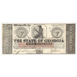 1862 $5 The State of Georgia Confederate Note