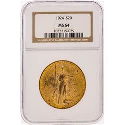 1924 $20 St. Gaudens Double Eagle Gold Coin PCGS MS64