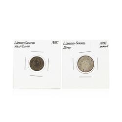 1855 Liberty Seated Half Dime and 1855 Arrows Liberty Seated Dime Coin Set