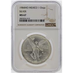 1984-MO Mexico 1 Onza Libertad Silver Coin NGC MS67