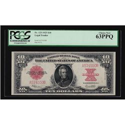 1923 $10 Legal Tender Red Seal 'Poker Chip' Note PCGS Graded CU63 PPQ