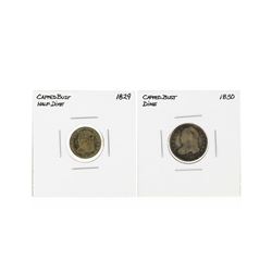 1829 Capped Bust Half Dime and 1830 Capped Bust Dime Coin Set