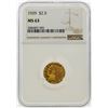 Image 1 : 1929 $2 1/2 Indian Head Quarter Eagle Gold Coin NGC MS63