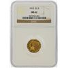 Image 1 : 1910 $2 1/2 Indian Head Quarter Eagle Gold Coin NGC MS62