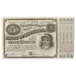 1876/7 $5 State of Louisiana Baby Bonds