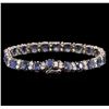 Image 2 : 22.00 ctw Blue Sapphire and Diamond Bracelet - 14KT White Gold