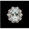 Image 2 : 4.93 ctw Aquamarine and Diamond Ring - 14KT White Gold