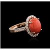 14KT Rose Gold 4.38 ctw Coral and Diamond Ring