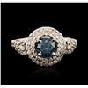 Image 2 : 14KT White Gold 0.98 ctw Blue Diamond Ring