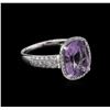Image 1 : 3.20 ctw Amethyst and Diamond Ring - 14KT White Gold