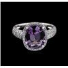 Image 2 : 3.20 ctw Amethyst and Diamond Ring - 14KT White Gold
