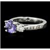 Image 2 : 14KT White Gold 1.49 ctw Tanzanite and Diamond Ring