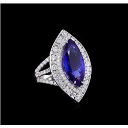 18KT White Gold GIA Certified 10.54 ctw Tanzanite and Diamond Ring