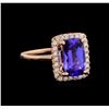 Image 1 : 3.46 ctw Tanzanite and Diamond Ring - 14KT Rose Gold