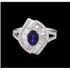 Image 2 : 14KT White Gold 1.01 ctw Sapphire and Diamond Ring