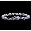 Image 2 : 9.45 ctw Tanzanite and Diamond Bracelet - 14KT White Gold